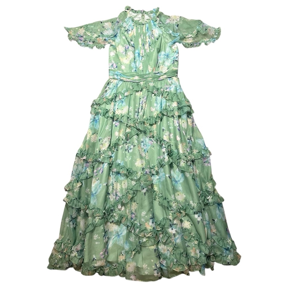 Mac Duggal Green Floral Maxi Dress - Picture 4 of 14